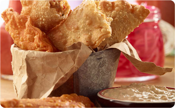 Chicken and Poblano Empanadas with Spicy Taco Dip