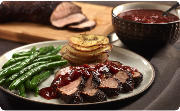 Coffee Encrusted Pork Tenderloin with Plum Sauce