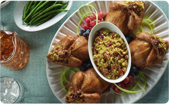 Grape Stuffed Cornish Hens