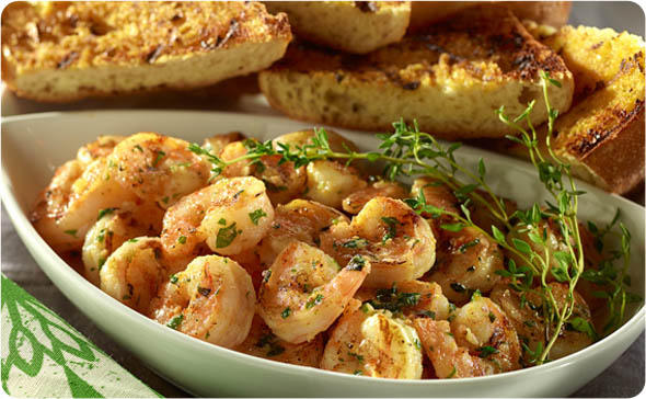 Grilled Shrimp Scampi and Garlic Bread