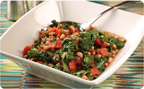 Kale with Tomatoes and Black-Eyed Peas