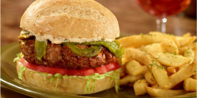 New Mexico Burger with Roasted Peppers recipe