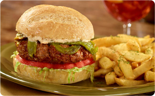 New Mexico Burger with Roasted Peppers