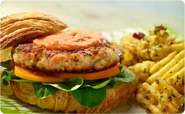 Salmon Burgers with Red Harissa