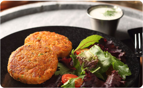 Salmon Patties with Yogurt-Dill Sauce