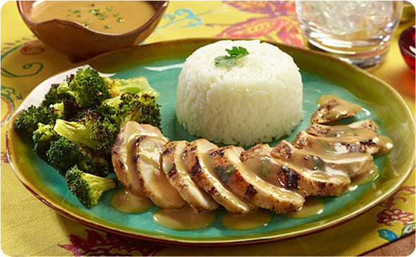 Satay Style Grilled Thai Chicken with Coconut Peanut Glaze