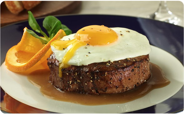 Steak & Fried Egg with Black Pepper Pan Gravy