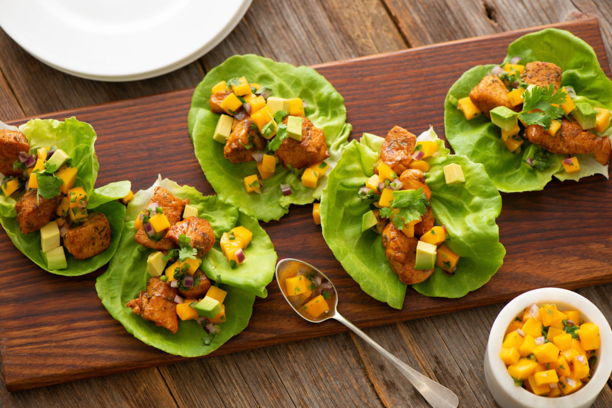 Chicken Lettuce Cups with Mango and Chipotle