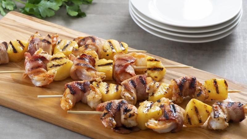Bacon-Wrapped Shrimp and Pineapple Kabobs