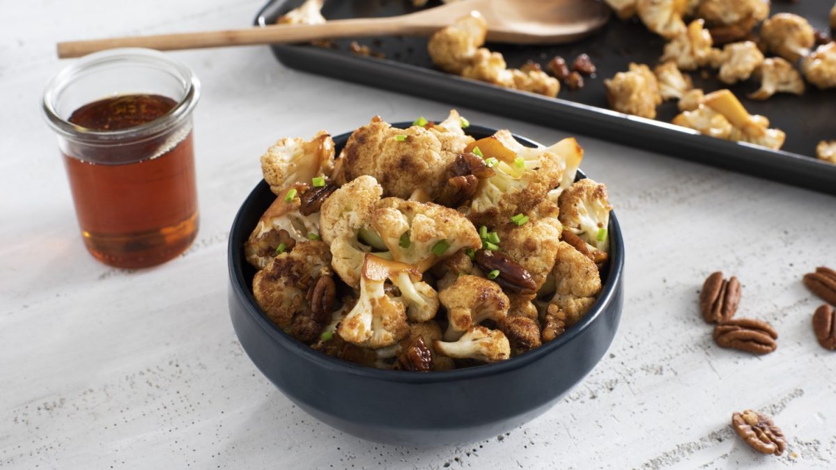 Maple-Pecan Roasted Cauliflower