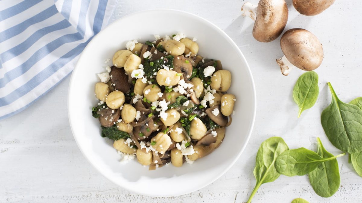 Spinach, Mushroom and Feta Gnocchi