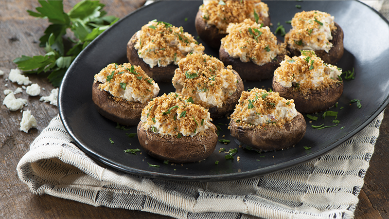 Bacon and Onion Stuffed Mushroom Caps