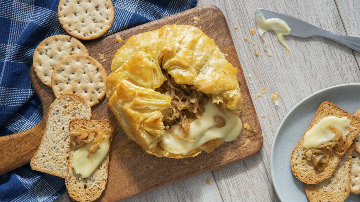 French Onion Baked Brie