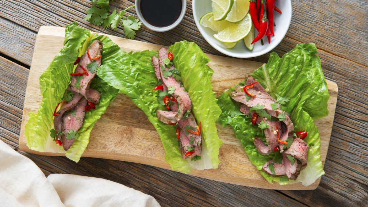 Vietnamese Grilled Flank Steak Lettuce Wraps