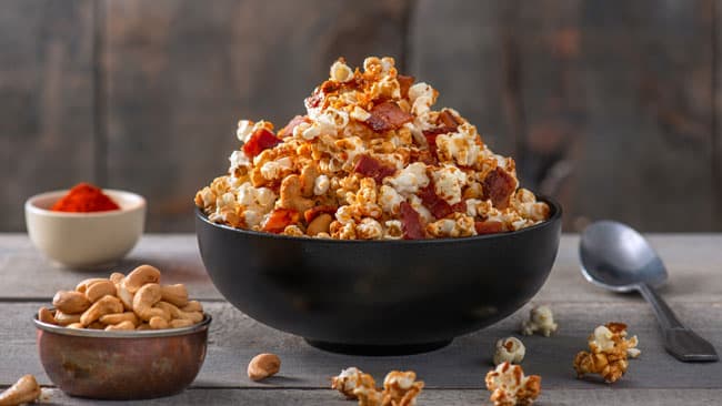 Caramel Garlic Bacon Popcorn