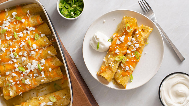 Green Chili Roasted Turkey Enchiladas