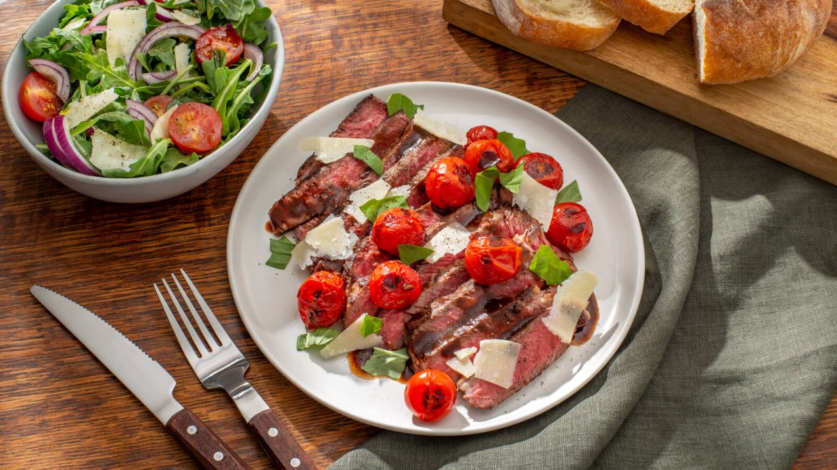 Pan-Fried Steak with Charred Tomatoes