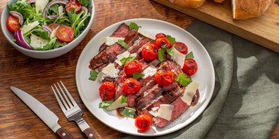 Pan-Fried Steak with Charred Tomatoes recipe