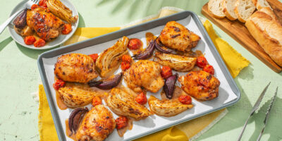 Italian Chicken Sheet Pan Bake with Fennel and Tomato recipe