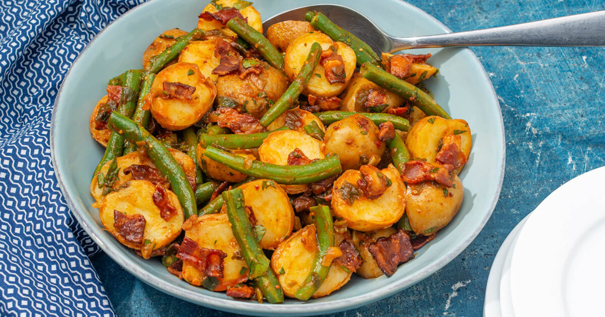 Potato and Green Bean Salad with Warm Bacon Adobo Dressing Better