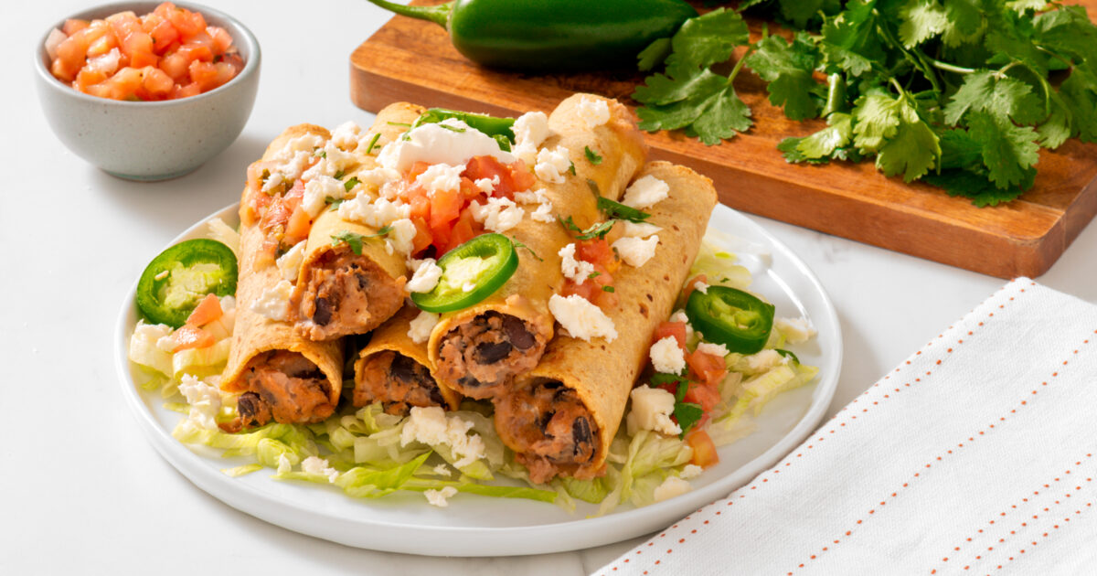 Cheesy Refried Bean Baked Taquitos Better Than Bouillon