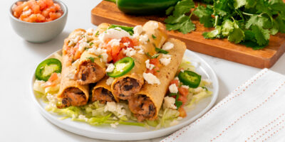 Cheesy Refried Bean Baked Taquitos recipe