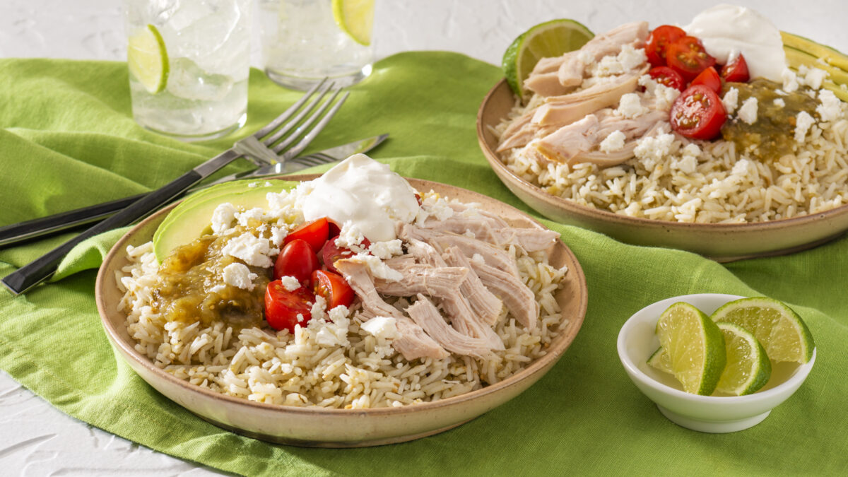 Salsa Verde Chicken and Rice Bowls