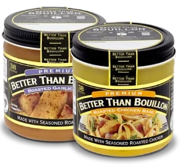 Better Than Bouillon Roasted Garlic and Roasted Chicken Base jars