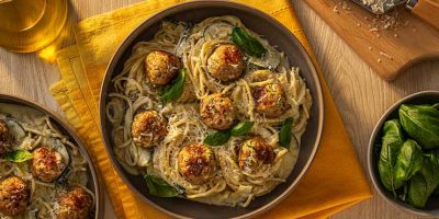 Zucchini Chicken Meatball Pasta recipe
